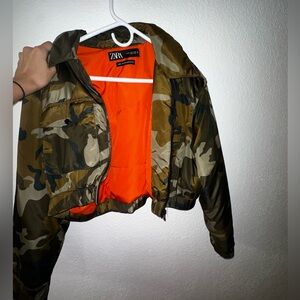 Zara Camo Crop Puffer Jacket